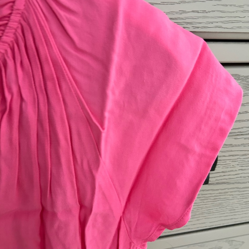 LOFT Vibrant Pink Tiered Swing Dress - Picture 4 of 5
